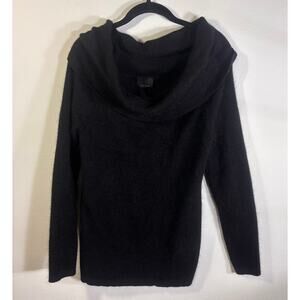 Alex Marie Black Rabbit Hair Blend Cowl Neck Sweater L Soft Knit Top